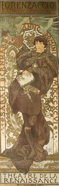 Alphonse MUCHA (1860-1939) Lorenzaccio. Affiche (grand format). 1896. Lithographie....