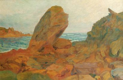Michel-Auguste COLLE (1872-1949). Hendaye, 1905. Huile sur toile, signée, datée "05"...