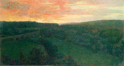 Michel-Auguste COLLE (1872-1949). Paysage au crépuscule, 1906. Huile sur toile, signée...