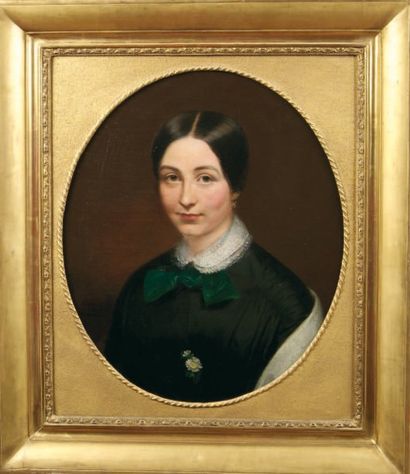 Charles BAZIN (1802-1859). Portrait de la mère d'Émile Gallé, Madame Fanny Gallé-...