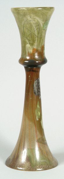 Émile GALLÉ (1846-1904). Vase calice "Le Figuier", en marqueterie de verre en deux...
