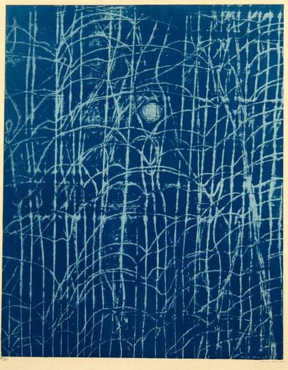 Max Ernst (1891-1976) La Forêt, à l'aube. Affiche pour le Salon de Mai 1958. Lithographie....
