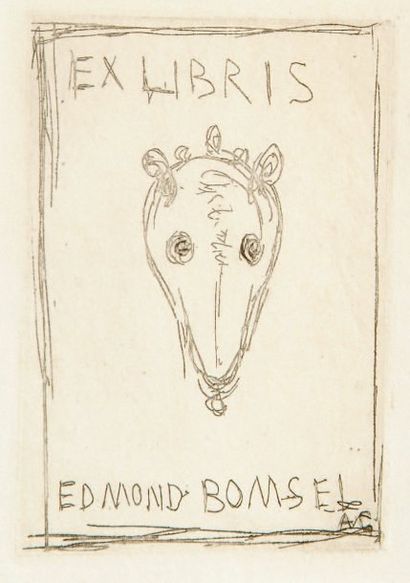 Alberto Giacometti (1901-1966) Ex-libris Edmond Bomsel. Vers 1950. Eau-forte. 70...