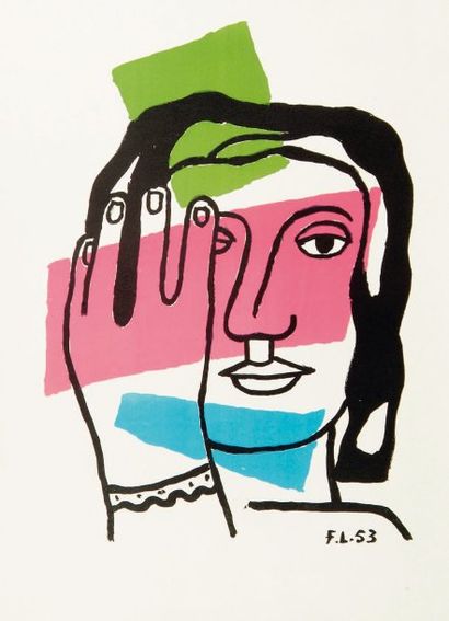 Fernand Léger (1881-1955) Tête de femme. 1953. Lithographie. 345 x 510. S. 131. Impression...