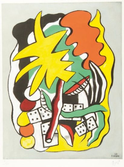 Fernand Léger (d'après) Composition aux dominos. Procédé Spitzer. 495 x 645. S. E...