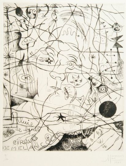 Joan Miró et Louis Marcousis Portrait de Miró. 1938. Eau-forte, pointe sèche et burin...