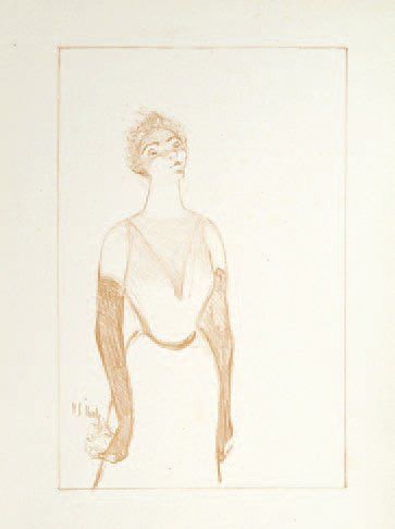 Yvette Guilbert. Illustration pour une chanson. Vers 1895. Lithographie. 175 x 267....