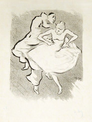 null Illustration pour la chanson La Rose et Pierrot. Vers 1895. Lithographie au...