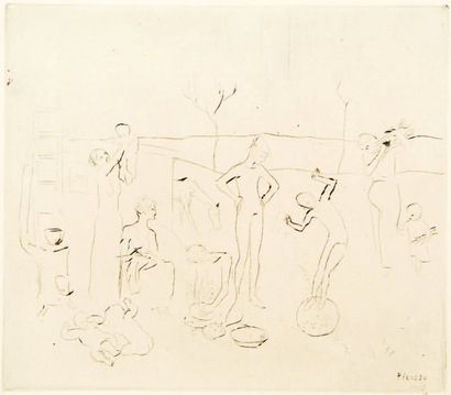 Pablo Picasso (1881-1973) Les Saltimbanques. 1905. Pointe sèche. 328 x 286. Bloch...