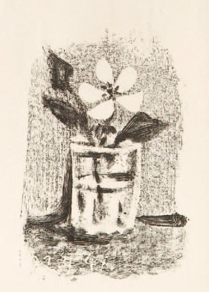 Pablo Picasso (1881-1973) Fleurs dans un verre, n° 6. Frontispice pour Picasso lithographe,...