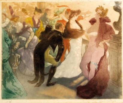 Richard RANFT (1862-1931) Au bal de l'Opéra. 1899. Eau-forte et aquatinte. À vue...