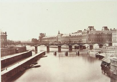 ÉDOUARD DENIS BALDUS (1813-1882). Vue de la Seine, c. 1860. Tirage albuminé, monté...