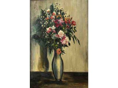 Gaston SEBIRE (1920-2001). Bouquet de fleurs. Huile sur toile. Signée en bas à droite....