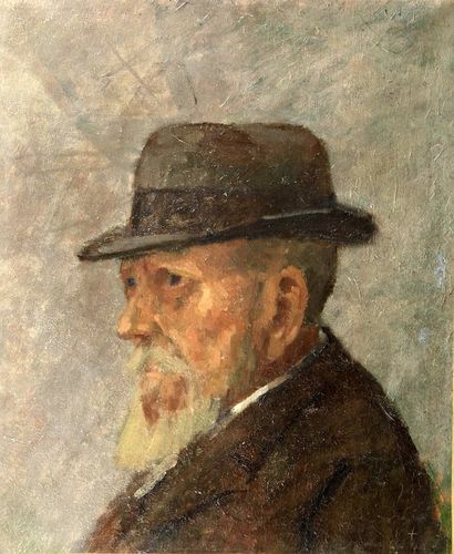 Abel LAUVRAY (1870-1950). Autoportrait au chapeau. Huile sur toile. 46 x 38 cm. CR...