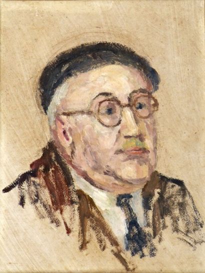 Abel LAUVRAY (1870-1950). Portrait d'un ami peintre. Huile sur papier marouflé sur...