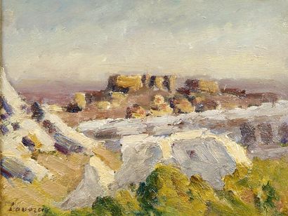Abel LAUVRAY (1870-1950). Le Fort Saint-André. Huile sur papier marouflé sur toile,...
