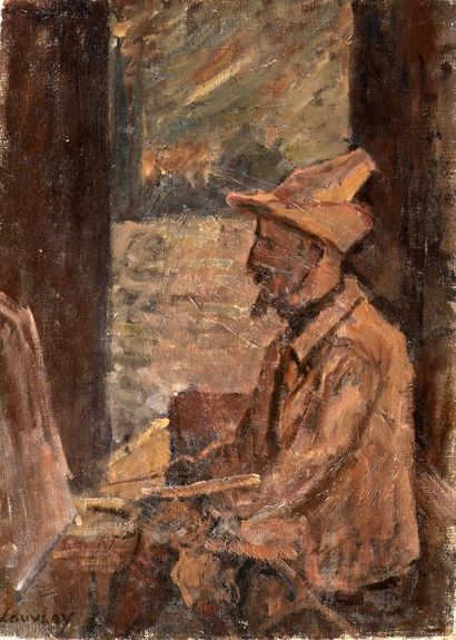 Abel LAUVRAY (1870-1950). La peintre Pelletier. Huile sur toile, signée en bas à...