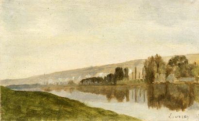 Abel LAUVRAY (1870-1950). Bord de rivière. Huile sur toile, signée en bas à droite....