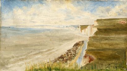 Abel LAUVRAY (1870-1950). Falaises Normandes. Huile sur toile, signée en bas à droite....