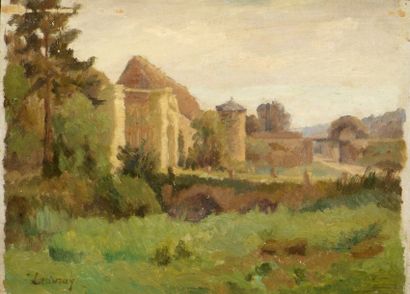 Abel LAUVRAY (1870-1950). Propriété du peintre en Touraine. Huile sur panneau, signée...