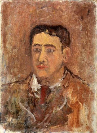 Abel LAUVRAY (1870-1950). Portrait d'un ami. Huile sur toile, signée en bas à gauche....
