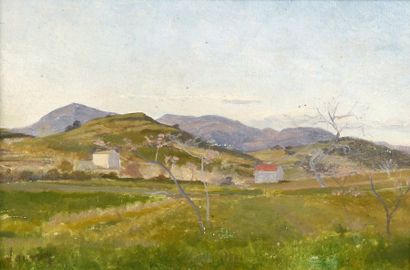 Abel LAUVRAY (1870-1950). Paysage de montagne. Huile sur panneau, signée en bas à...