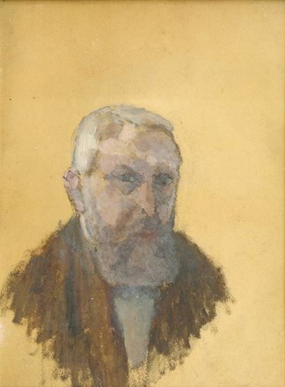 Abel LAUVRAY (1870-1950). Autoportrait. Huile sur carton. 33,5 x 24,5 cm.