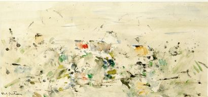 Abel BERTRAM (1871-1954). Composition. Aquarelle. Signée en bas à gauche. 17 x 36...