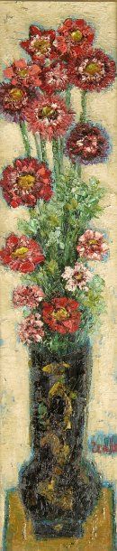 Gabriel ZENDEL (né en 1906). Bouquet de fleurs. Huile sur toile. Signée en bas à...