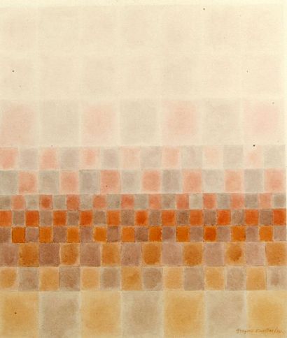 Gregorio CUARTAS (né en 1938). Composition abstraite. Aquarelle sur papier cartonné....