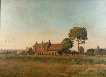 Abel LAUVRAY (1870-1950). La vieille ferme près du village. Huile sur toile, signée...