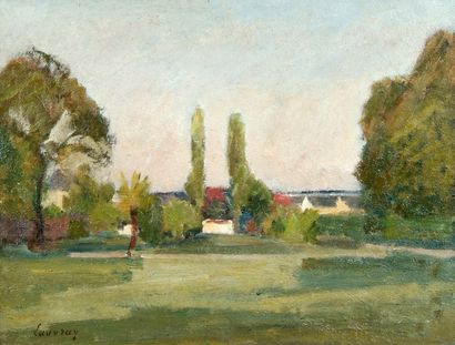 Abel LAUVRAY (1870-1950). La propriété du peintre à Mantes. Huile sur toile, signée...