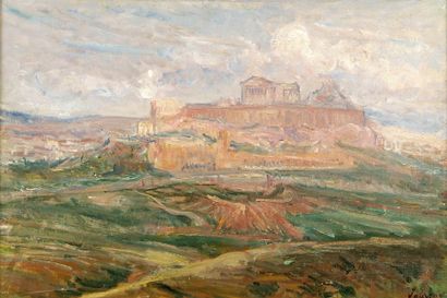 Abel LAUVRAY (1870-1950). L'acropole à Athènes. Huile sur toile, signée en bas à...