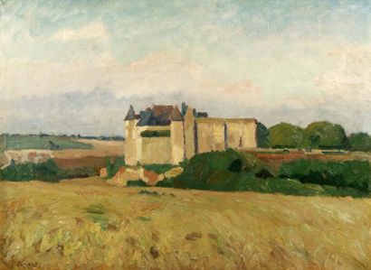 Abel LAUVRAY (1870-1950). Le château de Luynes. Huile sur papier marouflé sur toile,...