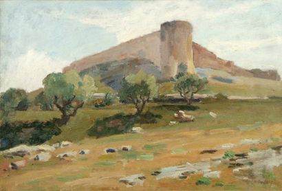 Abel LAUVRAY (1870-1950). Le fort Saint-André. Huile sur papier marouflé sur toile,...