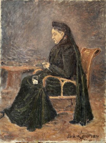 Abel LAUVRAY (1870-1950). La mère de l'artiste. Huile sur toile, signée et datée...