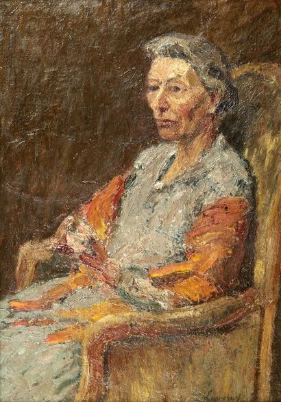 Abel LAUVRAY (1870-1950). Madame Lauvray, épouse de l'artiste. Huile sur toile, signée...