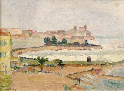 Abel LAUVRAY (1870-1950). Paysage marin. Huile sur panneau, signée en bas à gauche....