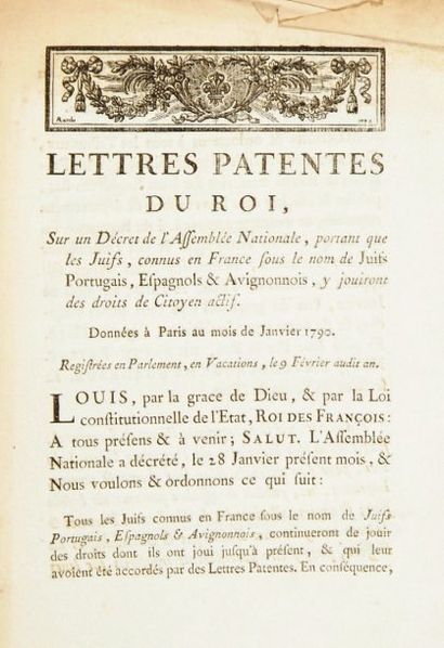 null RÉVOLUTION - Lettres patentes du Roi, sur un Décret de l'Assemblée Nationale,...