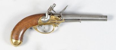 null Pistolet d'arçon à silex modèle 1777, 1er type, de Dragons. Canon rond à méplats...