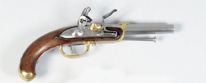 null Pistolet de Bord modèle 1779, 2e type. Canon rond à méplat au tonnerre, frappé...