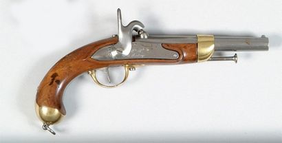 null Pistolet d'arçon à silex modèle 1816 T. Canon rond à méplats au tonnerre, poinçonné,...