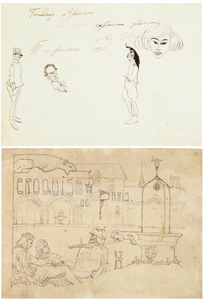 Arthur SZYK (1894-1951) Croquis de Paris, 1910-1911 Important dessin à l'encre (Musée...