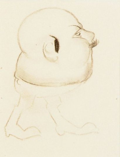 Arthur SZYK (1894-1951) [CARNET] Caricature macrocéphale d'homme moustachu Dessin...