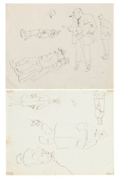Arthur SZYK (1894-1951) Caricatures anti-américaines (six personnages) Dessin à l'encre...