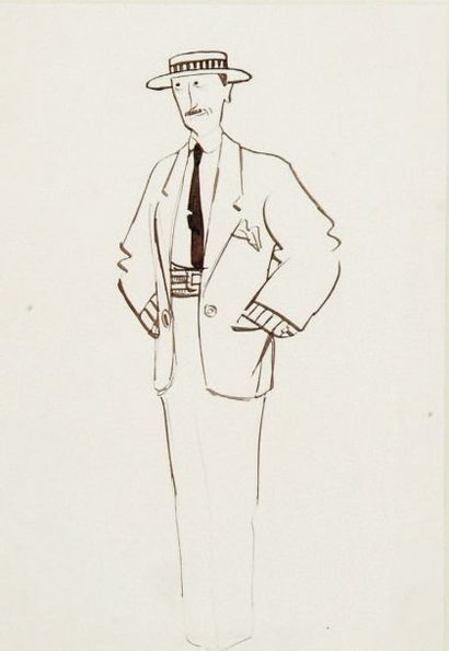 Arthur SZYK (1894-1951) Homme au canotier Dessin à l'encre sur papier. 24 x 17 cm

Gentleman...