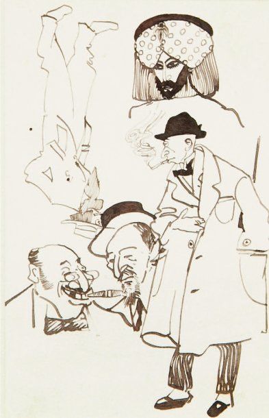 Arthur SZYK (1894-1951) Études de personnages : deux études de juifs dont une caricaturale,...