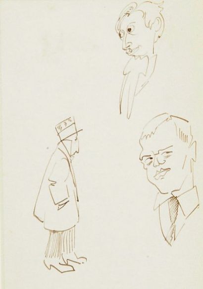 Arthur SZYK (1894-1951) Trois études de personnages Dessin à l'encre sur le recto...