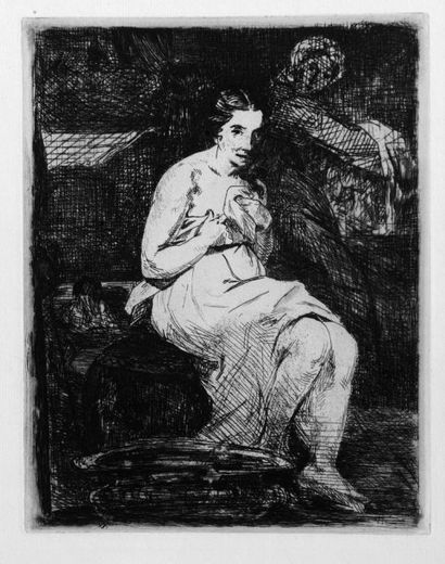 Édouard MANET (1832-1883) La Toilette. 1862. Eau-forte. 224 x 284. Guérin 26 ; Bareau-Berès... Gazette Drouot