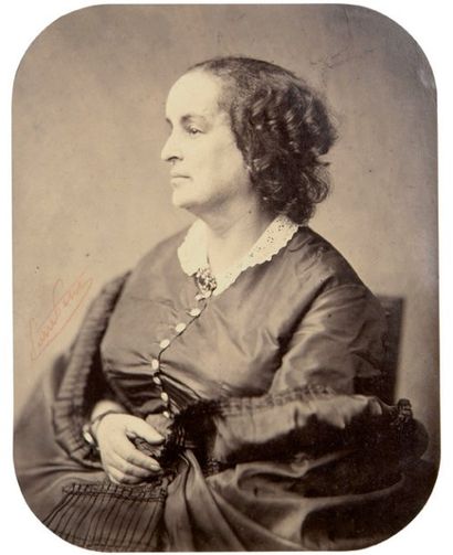 Pierre Petit (1832-1909) Mme Adèle Hugo, c. 1860. Tirage albuminé, contrecollé sur...